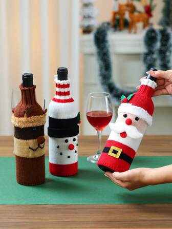 Dekorationer - Stickade ärmar till jultomten och vinflaskor, festlig matsal och festbordsdekoration Bästa presenter Rumsinredning Heminredning Juldekorationer Jul Vinter Juldekorationer Hem Julklappar Juldekoration