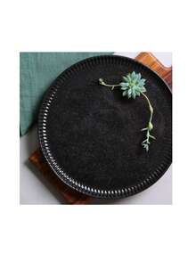 Black Sand Lines Ceramic Dessert Plate Set Kit 6 Units - màu đen - Xem 6