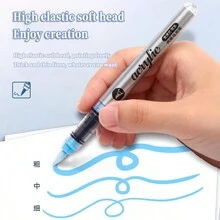 Bộ 9 màu gồm 36 bút dạ Acrylic đầu mềm gốc nước, Bảng màu Macaron đơn giản, Tông màu da và thang độ xám, Có thể nạp lại, Thích hợp cho học sinh vẽ, Nghệ thuật, Tô màu tự làm, Đánh dấu, Người đam mê nghệ thuật - Dòng tàu da xanh - Xem 6