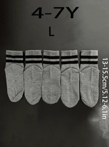 5 双儿童袜子，男童女童休闲地板袜，适合各种场合，舒适无束缚设计，透气防臭，中筒 - 灰色 - 查看 7