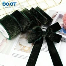 5 码/批圣诞丝带红色、绿色、黄色、亮丽新年天鹅绒丝带（无弹性）花环、礼品、包装、花圈、蝴蝶结