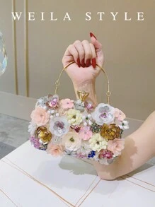 Flower Decor Shoulder Bag, Cheongsam Clutch, Ladies Handbag, Party Bag, Bridesmaid Purse, Bridal Purse, Faux Pearl Clutch, Sequin Beaded Bag, Formal Dress Bag, Chain Small Square Crossbody Bag, Tready Party Bags,Perfect For Party, Wedding, Prom, Dinner/Banquet, Perfectly Matching With Prom Dresses For Women, Prom Accessories,Sequin Dress Women,Sparkly Dress,Elegant Dresses For Women, Elegant Prom Bag, Exquisite Floral Bag For Women