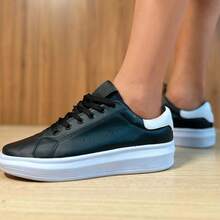 Men's Casual Sports Sneakers, Perfect For Everyday Wear - 黑與白 - 查看 1