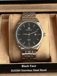 Pablo Raez Đồng hồ nam 1 chiếc Đồng hồ nam thanh lịch với mặt số màu trắng đơn giản, chỉ số kim loại, lịch, vỏ thép không gỉ màu bạc, dây đeo bằng thép không gỉ Sus304 nặng, khóa bướm, đồng hồ đeo tay thạch anh chống nước sang trọng phù hợp cho sinh viên, công nhân, cuộc sống hàng ngày, quà tặng cho gia đình bạn bè nam - Bạc - Xem 14