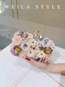 Flower Decor Shoulder Bag, Cheongsam Clutch, Ladies Handbag, Party Bag, Bridesmaid Purse, Bridal Purse, Faux Pearl Clutch, Sequin Beaded Bag, Formal Dress Bag, Chain Small Square Crossbody Bag, Tready Party Bags,Perfect For Party, Wedding, Prom, Dinner/Banquet, Perfectly Matching With Prom Dresses For Women, Prom Accessories,Sequin Dress Women,Sparkly Dress,Elegant Dresses For Women, Elegant Prom Bag, Exquisite Floral Bag For Women