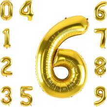 40 英寸巨型铝箔数字气球，金色蓝色粉色绿色聚酯薄膜大号数字气球适用于生日派对装饰周年纪念装饰 - 金色 - 查看 7