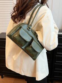 Large Capacity Commuting Pu Solid Color Simple Ladies Shoulder Bag, Fashionable And Versatile For Daily Use, Shopping, Dating, Travel, And As A Gift Yunjin Bag Bag Combi Bag