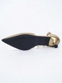 2024 新款时尚优雅尖头高跟鞋，带踝带 - 香檳色 - 查看 7