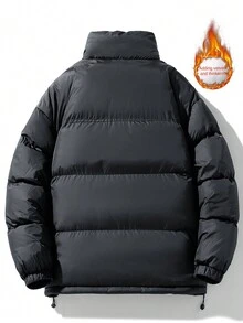 Abrigo acolchado de invierno para hombre, estilo coreano casual y holgado, chaqueta abombada de moda - Negro - Ver 2