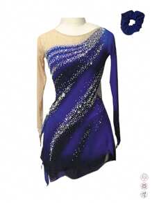 Figure Skating Costumes And Costumes Gradient Gradient Purple Rhinestone Long Sleeve Rhinestone Custom Spandex Performance Costume Competition Training Women's Wear