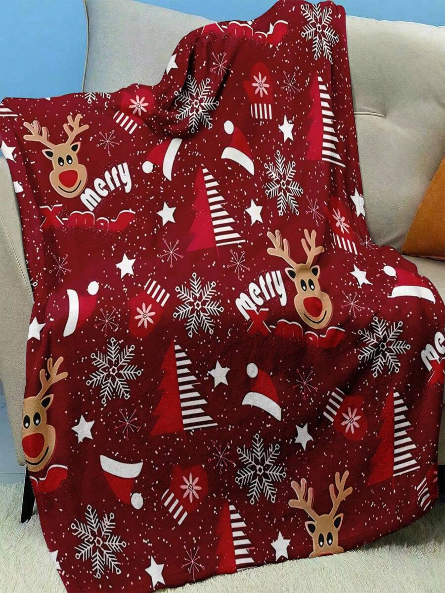 1 chiếc chăn nỉ mềm mại phong cách mới cho Giáng sinh, chăn ấm áp in kỹ thuật số, thích hợp cho máy lạnh, ngủ trưa tại văn phòng, trang trí cổ điển và giải trí - Nhiều màu - Xem 1