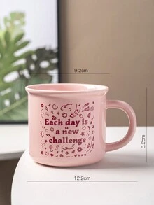 Pink Ceramic Mug With Letter Print - Pink - View 8