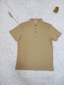 Men's Polo Shirt, Ice Silk Short Sleeves, Men's Formal Wear, Sweat-Absorbing, Breathable And Elastic - 卡其色 - 查看 1