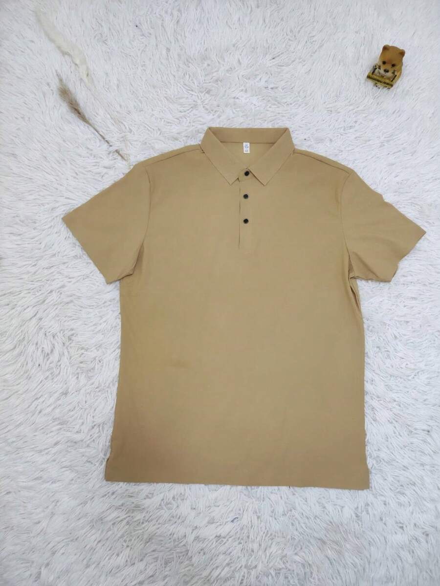 Men's Polo Shirt, Ice Silk Short Sleeves, Men's Formal Wear, Sweat-Absorbing, Breathable And Elastic - 卡其色 - 查看 1