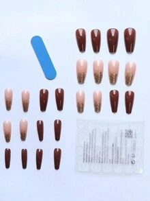 24 móng tay giả ngắn kiểu Pháp ombre hồng và trắng, thích hợp cho tiệc tùng, khiêu vũ, sử dụng hàng ngày, dụng cụ làm móng nghệ thuật. - Nhiều màu - Xem 7