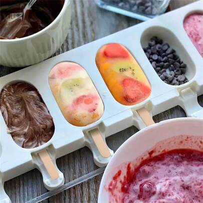 Haz tus propios postres frescos: Moldes reutilizables de silicona premium para helados y paletas - Haz fácilmente deliciosos helados y paletas caseros para diversión en verano