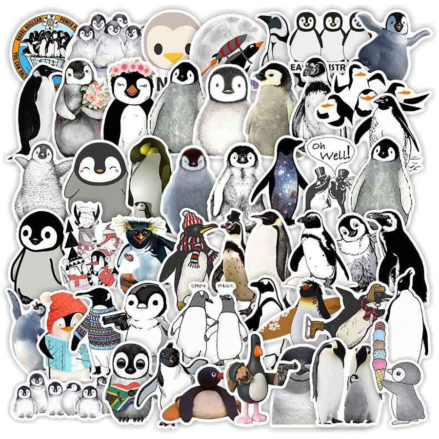 50 Pegatinas de pingüinos, pegatinas impermeables de vinilo para botellas de agua, paquete de pegatinas para niños, pegatinas lindas para estudiantes, laptop, regalo de Navidad, decoración, pingüinos, pegatinas de Navidad, pegatinas para botellas de agua para niños, pegatinas impermeables, paquete de pegatinas de memes, pingüinos, pegatinas - Multicolor - Ver 1