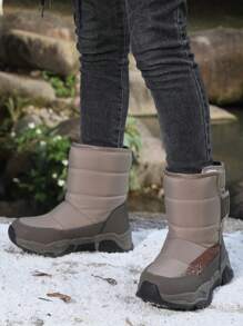Botas de nieve cómodas para niños, botas forradas suaves y calientes, adecuadas para interiores, exteriores y viajes, otoño e invierno