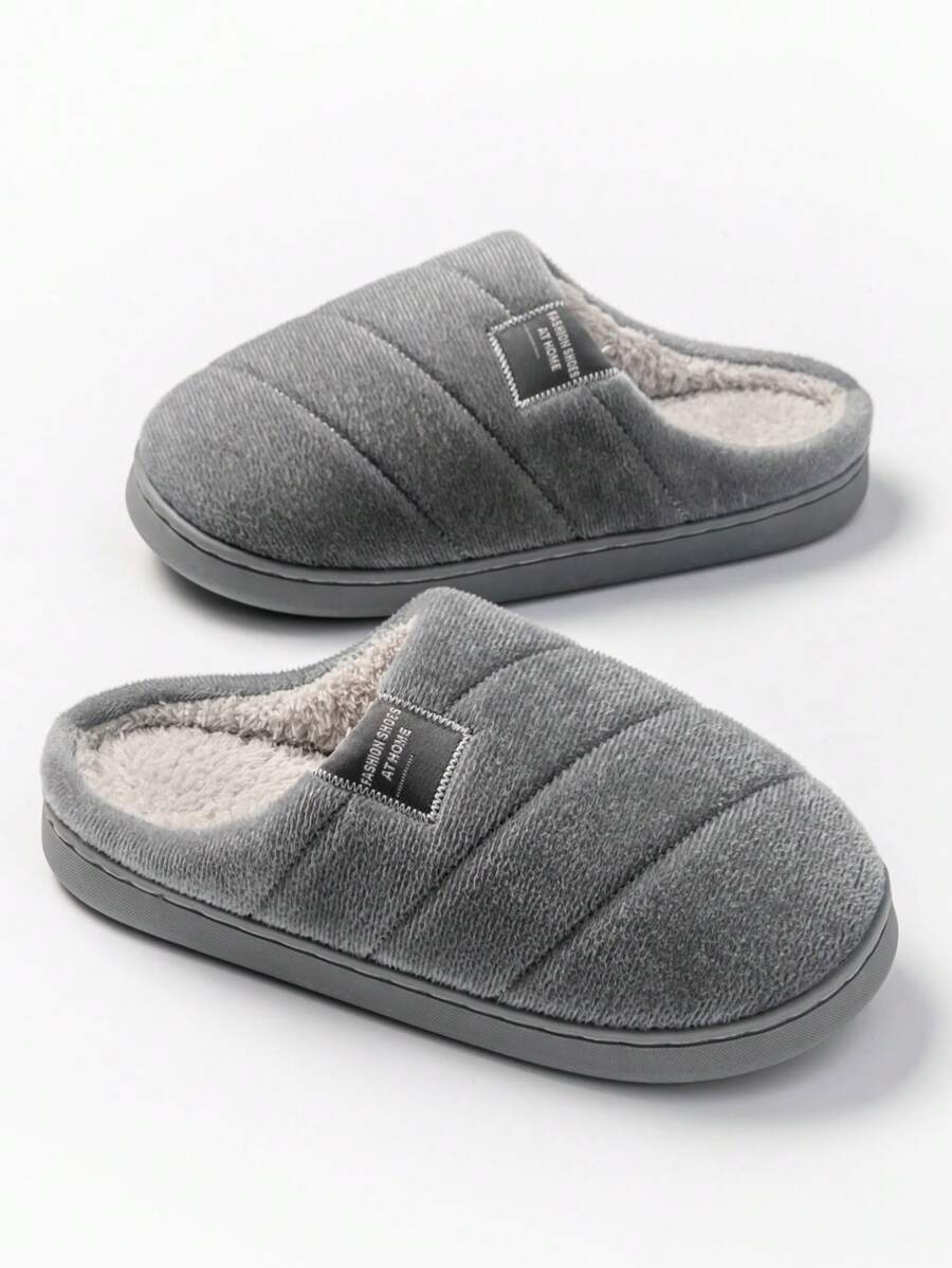 Warm And Comfortable Plush Slippers, NonSlip Indoor Shoes, Closed Toe
