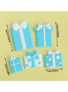 Decoración de tarta con figura de oso adorable, lazos azules y rosas, caja de regalo, letras cuadradas, decoración de tarta de cumpleaños adorable, para primer cumpleaños, bautizo, revelación de género, boda, de material de goma suave y reutilizable, Navidad