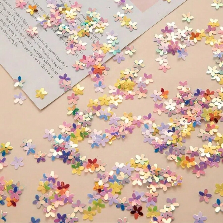 1 Set, Colorful Plastic Flower Confetti, Five Petal Table Scatter