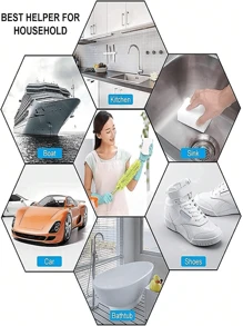 Nano Sponge, Magical Nano Sponge, Colored Nano Sponge, 1.5x Compressed, 2x Compressed, Nano Sponge Magic Wipe For Kitchen Dish Washing, Bathroom, Car Cleaning, Shoe Cleaning, Multi-Use & Durable, Suitable For Various Surfaces Such As Bathtub, Shoes, Floors, Bathrooms, Kitchens, Walls, Deep Cleaning, Classroom Cleaning, Party Cleaning & Maintenance, Stove, Sink, Outdoor Cleaning - White - View 2