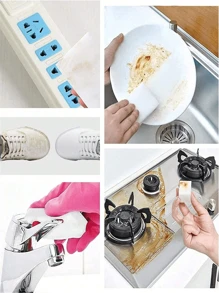 Nano Sponge, Magical Nano Sponge, Colored Nano Sponge, 1.5x Compressed, 2x Compressed, Nano Sponge Magic Wipe For Kitchen Dish Washing, Bathroom, Car Cleaning, Shoe Cleaning, Multi-Use & Durable, Suitable For Various Surfaces Such As Bathtub, Shoes, Floors, Bathrooms, Kitchens, Walls, Deep Cleaning, Classroom Cleaning, Party Cleaning & Maintenance, Stove, Sink, Outdoor Cleaning - White - View 4