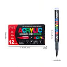 GuangNa 12/24/36/48/72/120/168 色丙烯酸涂料笔，软刷头丙烯酸涂料记号笔，彩色丙烯酸记号笔非常适合画布、岩石绘画、木材、石头、玻璃、陶瓷、织物绘画、DIY 工艺品 - 彩色 - 查看 20