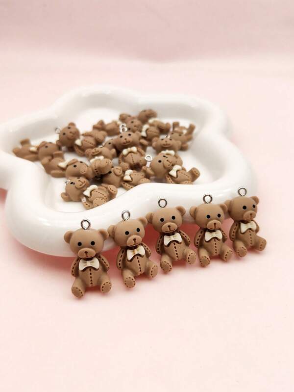20pcs Brown Bowtie Teddy Bear DIY Jewelry Pendant Valentines