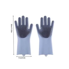 1 Pair Dishwashing Gloves, Silicone Rubber Imitation Leather Waterproof For Household Chores, Kitchen, Washing Clothes, Vegetables Cleaning, Scrubbing Dishes, Thick & Wear-Resistant, Long Length For Women