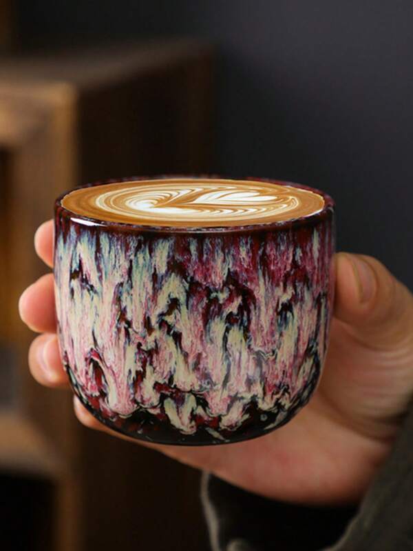 1pc 150ml Creative Kiln-Fired Glaze Vintage Italian Espresso Cup, Milk Cup, Afternoon Tea Cup, Coarse Ceramic Cup, Latte Art Cup, Small Capacity Water Cup Back To School
