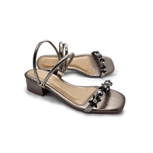 Stone Sandal With Block Heel, Summer 2024. 4cm Heel. - Màu hồng gỉ - Xem 6