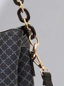 Túi xách nữ thời trang màu trơn Túi đeo vai nhỏ cho nữ Túi đeo vai bằng da PU & Ví Ví xô - màu đen - Xem 10