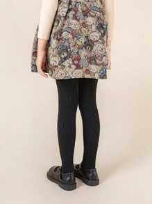 4 piezas Leggings/medias de niña a rayas verticales de unicolor, adecuado para uso diario