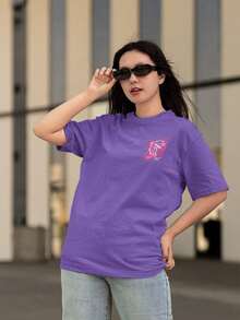 Women's Oversized T-Shirt 100% Premium Cotton Zero Bug Streetwear Shirt - 紫色 - 查看 2