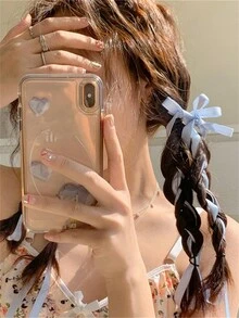 1 对/2 对/3 对编织发带蝴蝶结发夹，适合双马尾辫，可爱发饰 - 彩色 - 查看 7