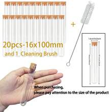 20 pezzi/10 pezzi Tubi di prova in plastica trasparente con tappo, buona tenuta ermetica, 15x100mm/16x100mm/16x150mm/20x150mm, adatti per la distribuzione di caramelle per feste, riempimento fai-da-te, conservazione di gioielli, perline, polveri, spezie, liquidi, uso in laboratorio o come decorazione, decorazione da giardino, decorazione per la casa, coltivazione e decorazione di piante, buona tenuta ermetica - Multicolore - Visualizzare 21