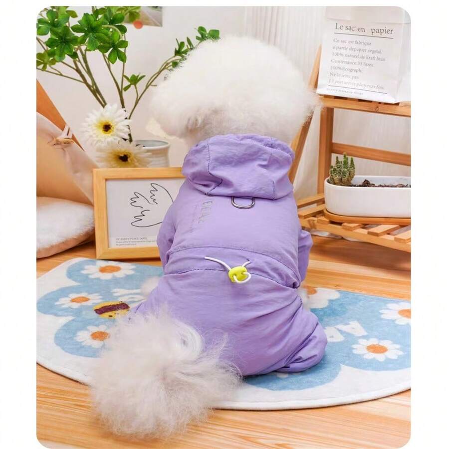 1 件防风防尘宠物外套，适合狗和猫，秋冬季 - 紫色 - 查看 1