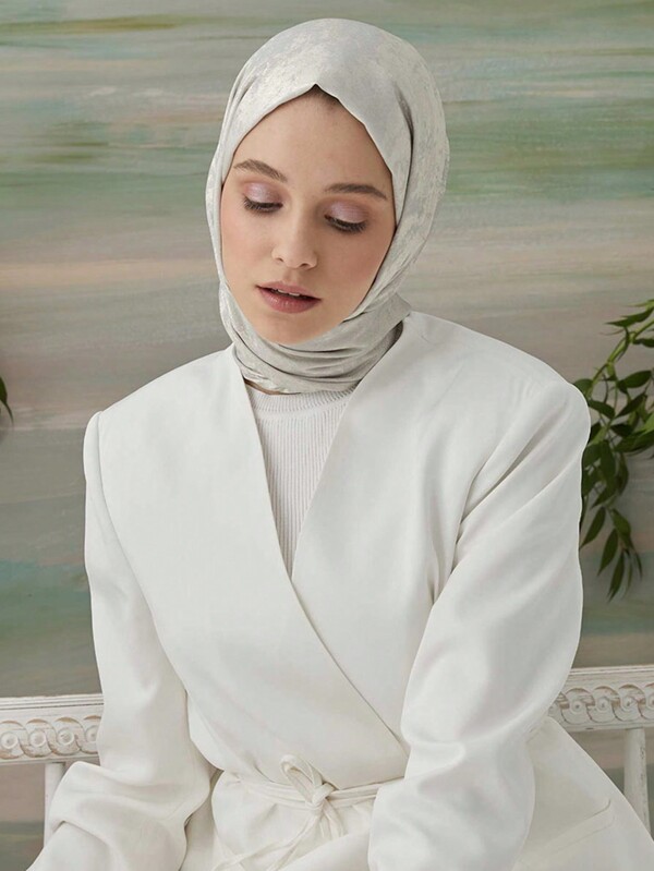 1buc ocazional, elegant, poliester, respirabil, ușoară, confortabilă, hijab din folie de aur, potrivită pentru toate anotimpurile