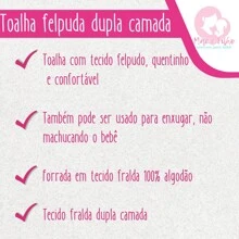 MeF Mae e Filho Toalha de Banho Bebe Dupla Camada com Capuz e Forro Fralda + Ninho Redutor de Berço Bebe Recem Nascido 100% Algodão - Floral - Visão 5