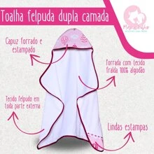MeF Mae e Filho Toalha de Banho Bebe Dupla Camada com Capuz e Forro Fralda + Ninho Redutor de Berço Bebe Recem Nascido 100% Algodão - Floral - Visão 3