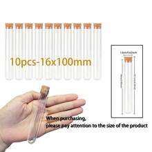 20 pezzi/10 pezzi Tubi di prova in plastica trasparente con tappo, buona tenuta ermetica, 15x100mm/16x100mm/16x150mm/20x150mm, adatti per la distribuzione di caramelle per feste, riempimento fai-da-te, conservazione di gioielli, perline, polveri, spezie, liquidi, uso in laboratorio o come decorazione, decorazione da giardino, decorazione per la casa, coltivazione e decorazione di piante, buona tenuta ermetica - Multicolore - Visualizzare 18