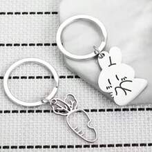 2 件创意不锈钢钥匙扣，可爱卡通情侣款包包吊坠，小金属礼物 - 彩色 - 查看 1