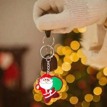 10/20 chiếc móc khóa Giáng sinh phong cách ngẫu nhiên, phụ kiện thiết kế cây thông Noel và tuần lộc hoạt hình dễ thương, quà tặng PVC đáng yêu - Nhiều màu - Xem 5
