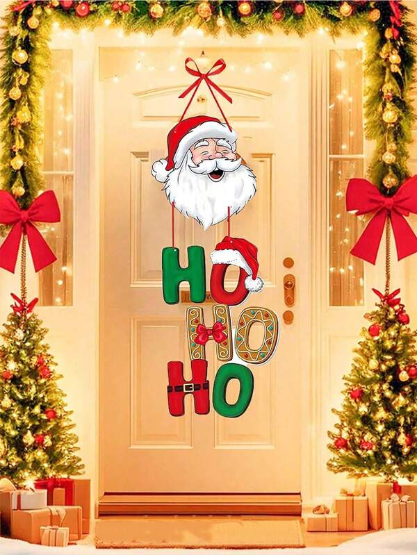 1pc Christmas Wreath, Rustic Country Christmas Decoration, Santa Claus Wreath, Holiday Decor For Front Door, Garage, Wall, Indoor And Outdoor, Christmas 2025 Gift, New Year 2026 Home Decor Christmas Decorations Room Decor