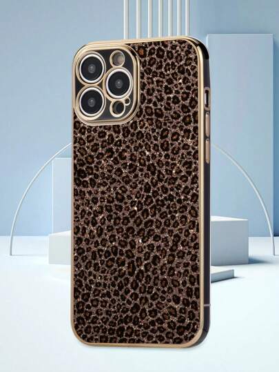 1 pieza Funda de teléfono a prueba de golpes con patrón de leopardo chapado en unicolor TPU compatible con Apple/Funda de teléfono a juego/Funda de teléfono interesante/Funda de teléfono Android/Funda de teléfono/Funda de teléfono/Funda de teléfono OPPO, compatible con Apple 16 Pro Max/ Galaxy A14/ Galaxy A54/ Galaxy A52/ Galaxy A31 4G/ Galaxy A23/Redmi Note 8 Pro/Redmi Note 11 Pro 4G/Redmi Note 12 4G/OPPO A54