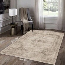 1 Stück dünner grau/blau/grün/camel amerikanischer Vintage Boho-Stil Polyester Teppich, rutschfest, maschinenwaschbar, geeignet für Wohnzimmer, Schlafzimmer, Flur