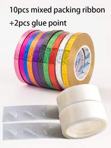 10pcs Mixed Shiny Laser Party Balloon Ribbon & String For Decoration, Birthday, Wedding Party Supplies, Back To School Valentine Day