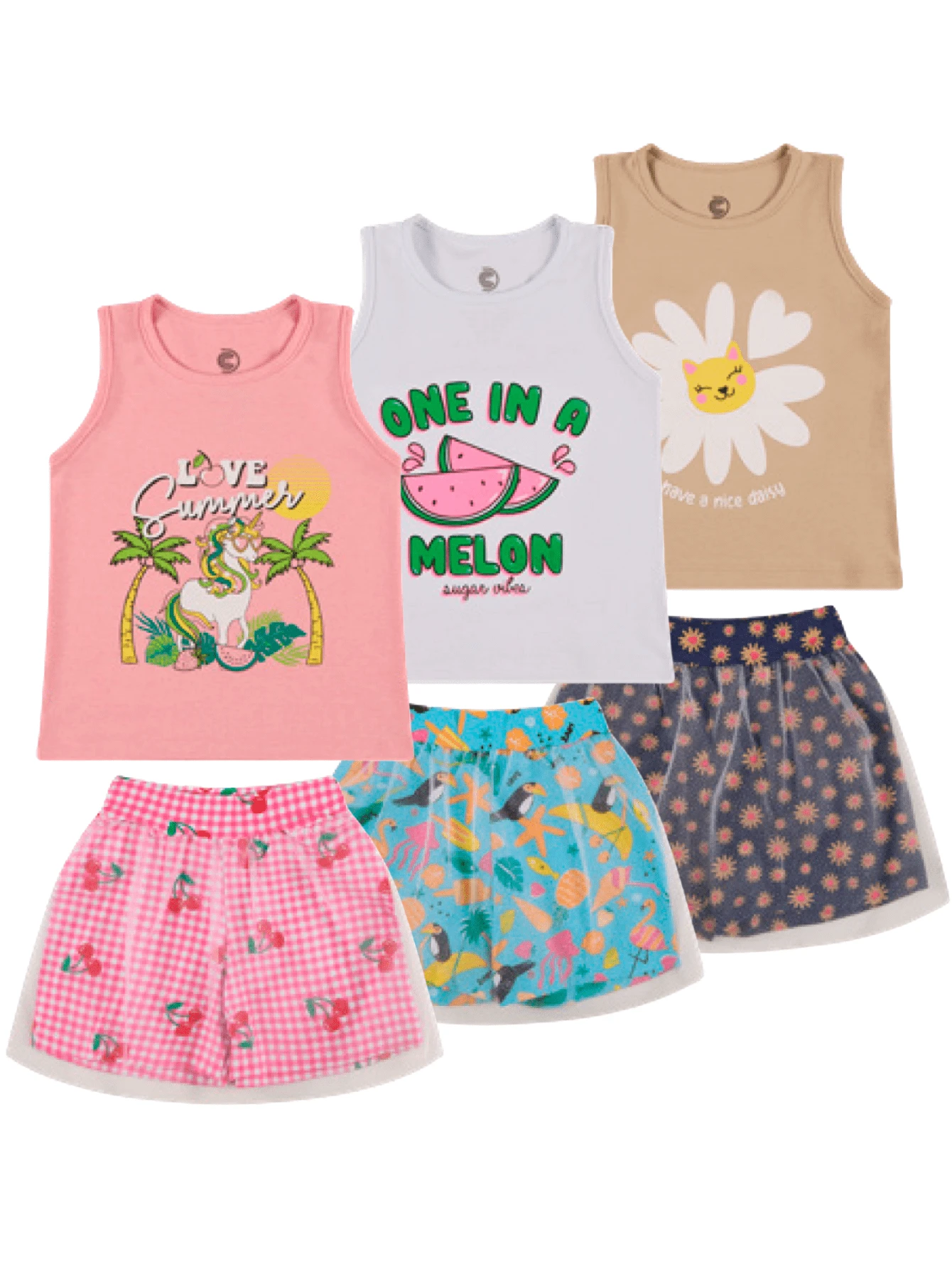 Kit 10 Peças Infantil Menina Feminina Juvenil Verão - 5 Blusas + 5 ...