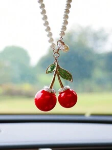 1 đồ trang trí treo nội thất xe hơi bằng nhựa màu đỏ cherry - Đỏ - Xem 6